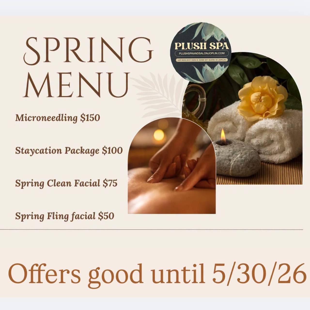 Plush Spa monthly specials